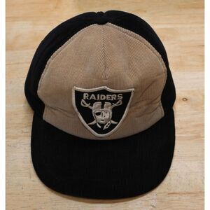 Los Angeles Raiders Vintage 90s Corduroy Hat Cap Black Brown‎ Cotton Taiwan